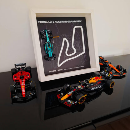 F1 Austrian - Red Bull Ring Circuit Framed Art: Plexiglass 3D Track with Formula One Car Model