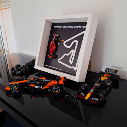 F1 Bahrain Circuit Framed Art: Plexiglass 3D Track with Formula One Car Model