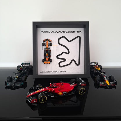 Qatar F1 Framed 3D Art: Lusail Circuit Plexiglass 3D Track with Formula One Car Model