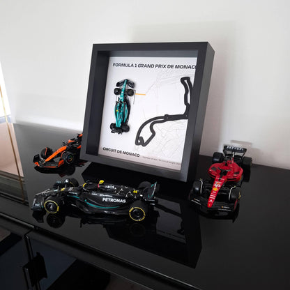 Monaco Framed 3D Art: 3D Plexiglass Track With Formula One Car Model