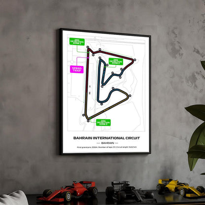 Framed Bahrain Formula 1 Circuit Poster: 2025 Map (50x70cm)