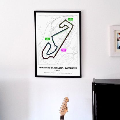 Framed F1 Catalunya Circuit Poster: Formula 1 Grand Prix Track Map