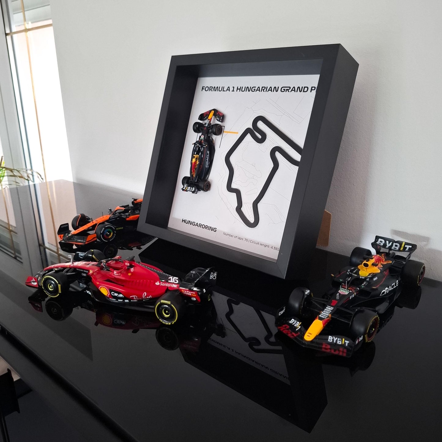 Hungarian F1 Framed 3D Art: Hungaroring Plexiglass 3D Circuit with Formula One Car Model