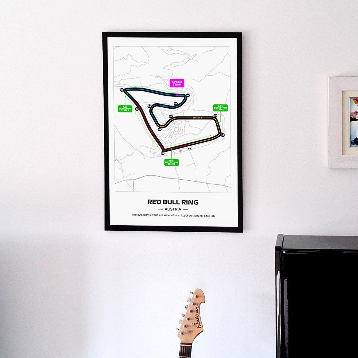 Framed Red Bull Ring F1 Poster: 2025 Circuit Map (50x70cm)