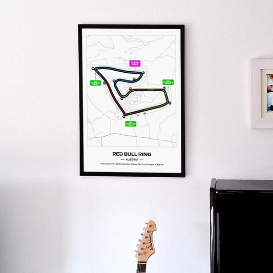 Framed Red Bull Ring F1 Poster: 2025 Circuit Map (50x70cm)