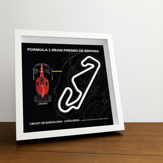 F1 Framed Artwork: Barcelona Circuit, 3D Car Model