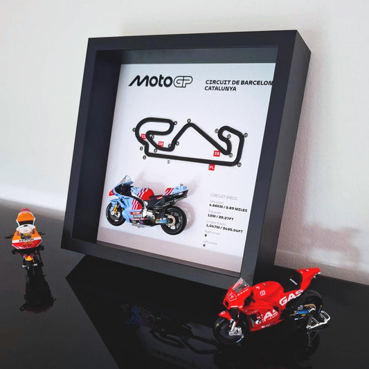 Barcelona Moto Circuit 3D Framed Art: Spain Racing Gift