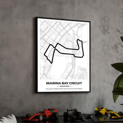 Framed Formula 1 Marina Bay Circuit Poster: Singapore Grand Prix - 50x70cm