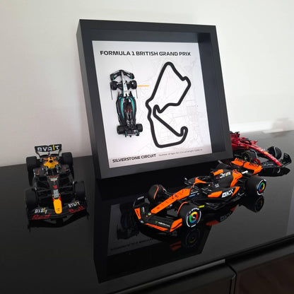 Silverstone British F1 Framed 3D Art: Plexiglass 3D Track with Formula One Car Model