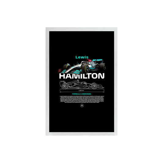 Wall Art Framed Image Black Poster - Formula 1 - Lewis Hamilton White