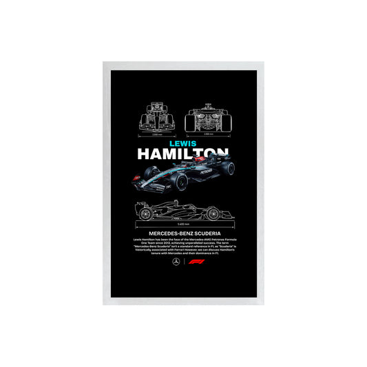 Wall Art Framed Image Black Poster - Formula 1 - Lewis Mercedes F