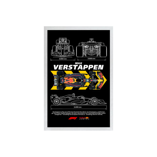 Wall Art Framed Image Black Poster - Formula 1 - Max Verstappen Design