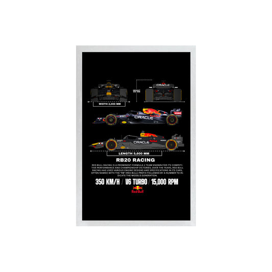Wall Art Framed Image Black Poster - Formula 1 - Rb20 Racing