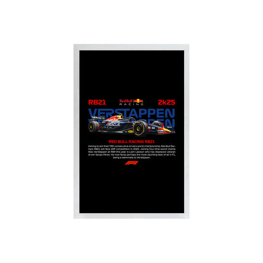 Wall Art Framed Image Black Poster - Formula 1 - Rb21 Wh