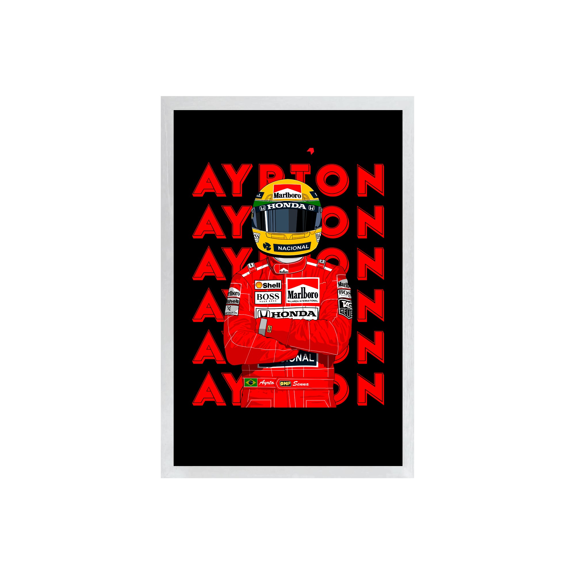 wall-art-framed-image-black-poster-formula-1-ayrton-senna