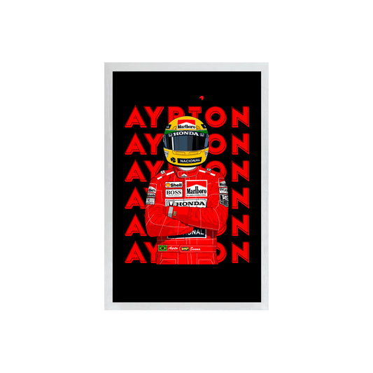 Wall Art Framed Image Black Poster - Formula 1 - Ayrton Senna