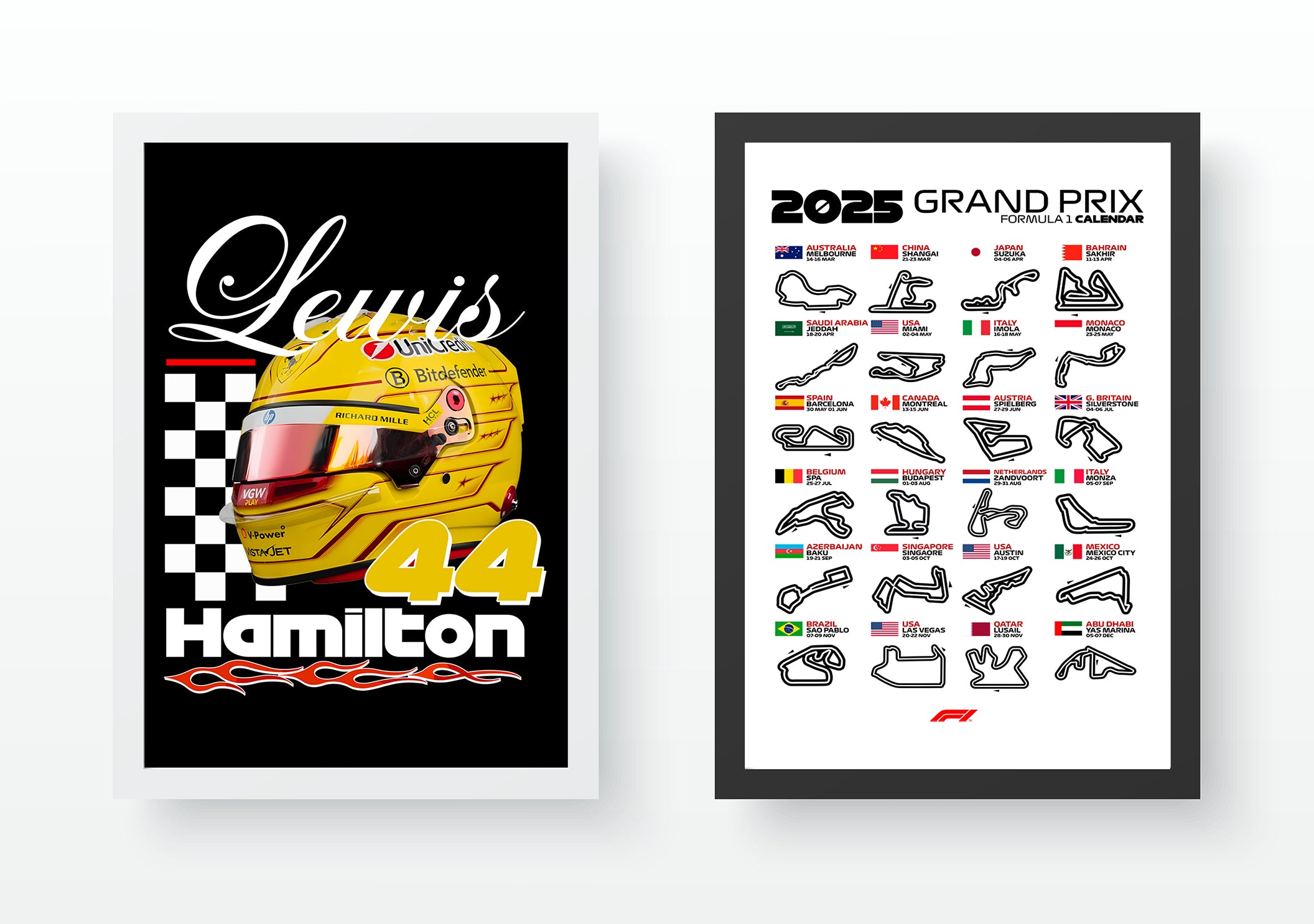 wall-art-framed-image-black-poster-formula-1-benz-george-russell