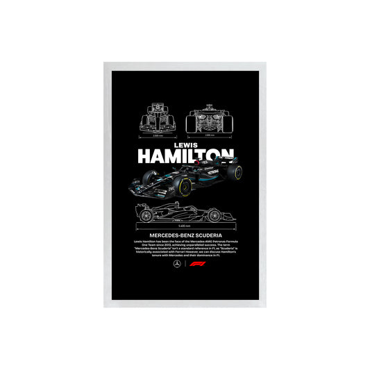 Wall Art Framed Image Black Poster - Formula 1 - Mercedes Lewis
