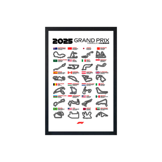 Wall Art Framed Image White Poster - Formula 1 - 2025 F1 Calendar
