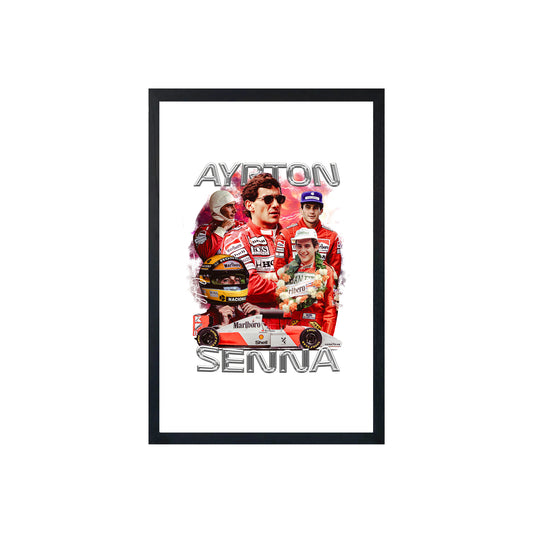 Wall Art Framed Image White Poster - Formula 1 - Ayrton Senna