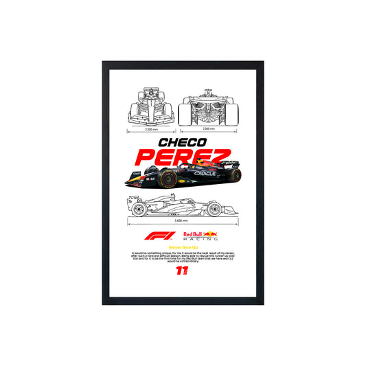 Wall Art Framed Image White Poster - Formula 1 - Checo Perez F1