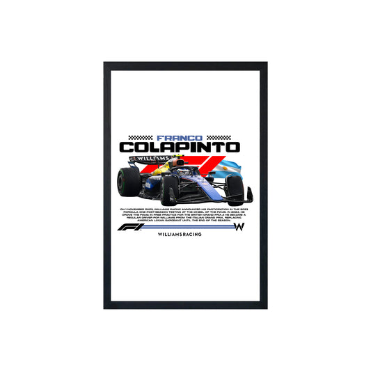 Wall Art Framed Image White Poster - Formula 1 - Colapinto V1