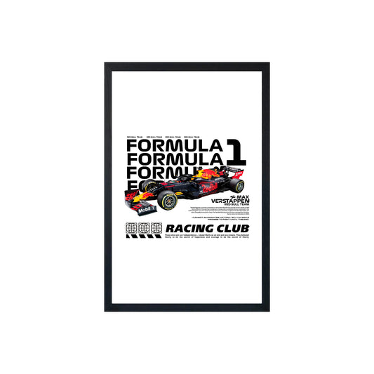 Wall Art Framed Image White Poster - Formula 1 - F1 Car Max Verstappen