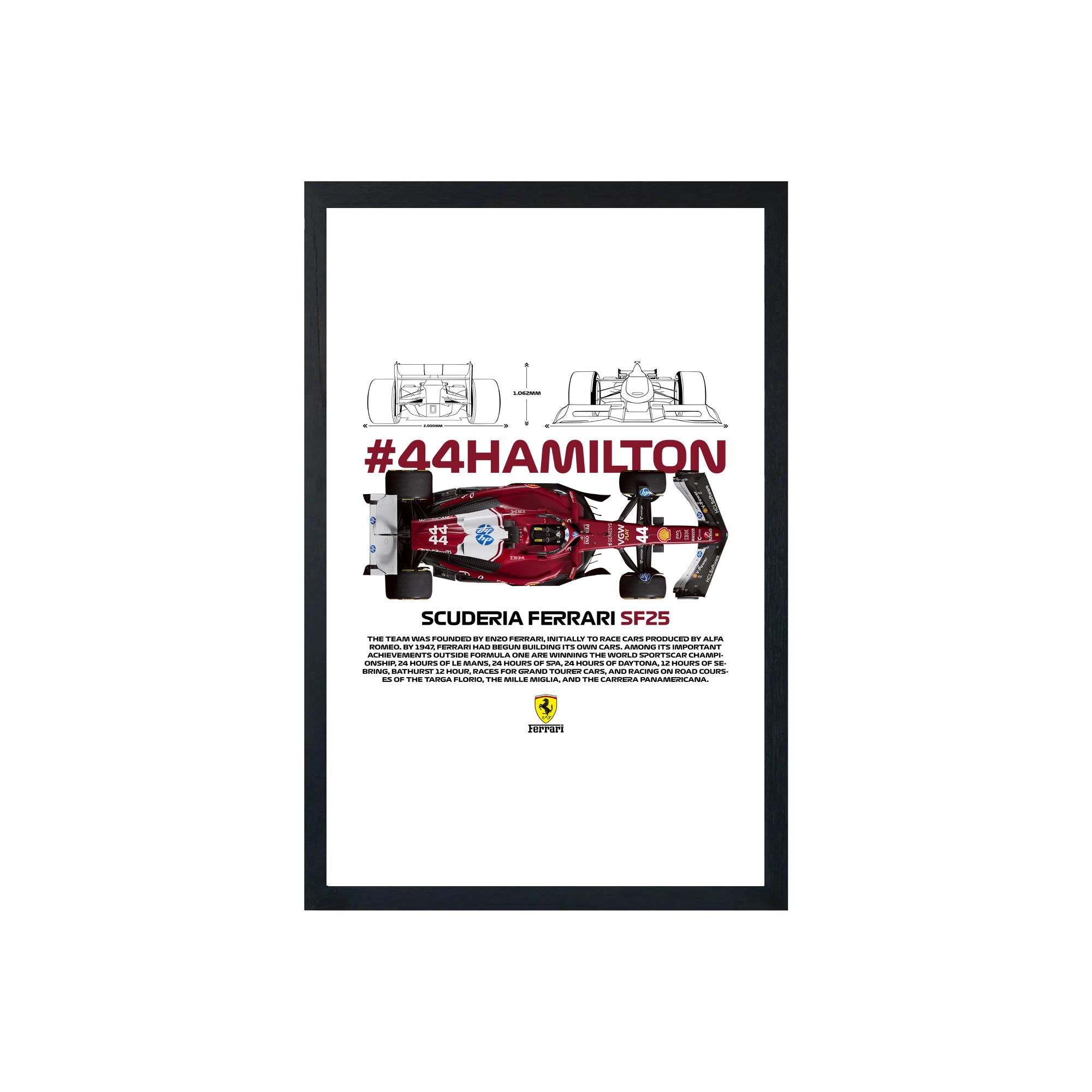 wall-art-framed-image-white-poster-formula-1-hamilton-sf25-bl