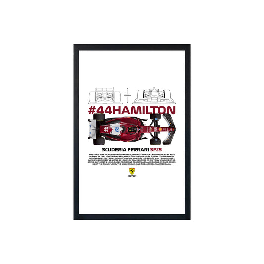 Wall Art Framed Image White Poster - Formula 1 - Hamilton Sf25 Bl