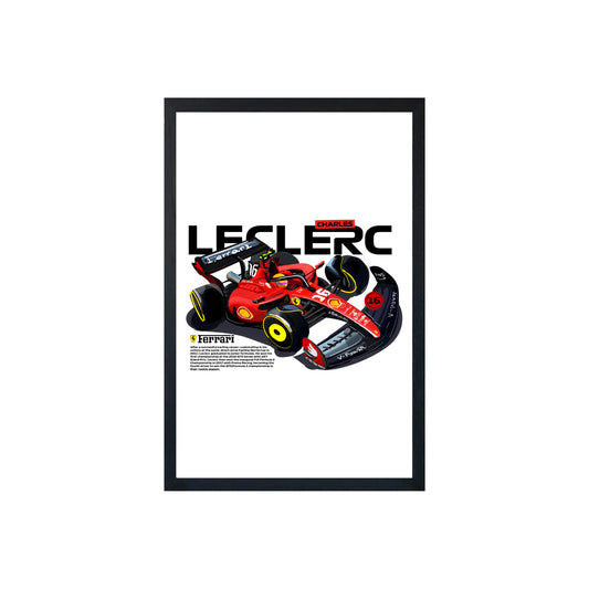 Wall Art Framed Image White Poster - Formula 1 - Leclerc 002