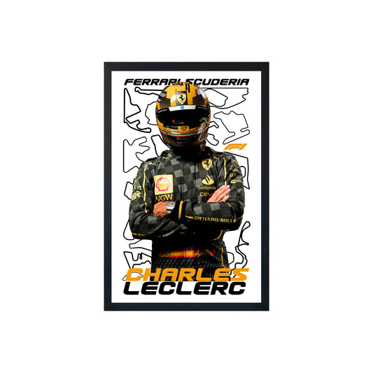 Wall Art Framed Image White Poster - Formula 1 - Leclerc F