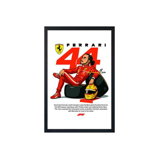 Wall Art Framed Image White Poster - Formula 1 - Lewis Art