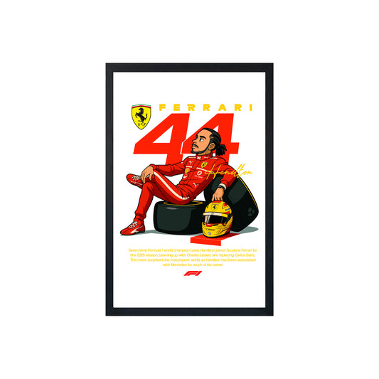Wall Art Framed Image White Poster - Formula 1 - Lewis Art