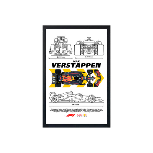 Wall Art Framed Image White Poster - Formula 1 - Max Verstappen Design