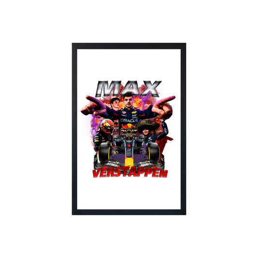 Wall Art Framed Image White Poster - Formula 1 - Max Verstappen
