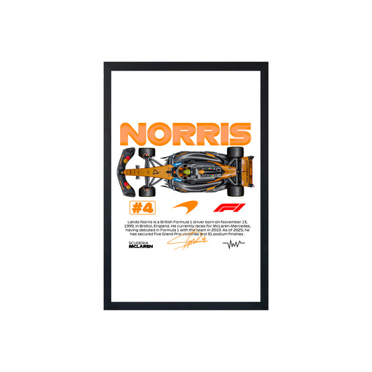 Wall Art Framed Image White Poster - Formula 1 - Norris L