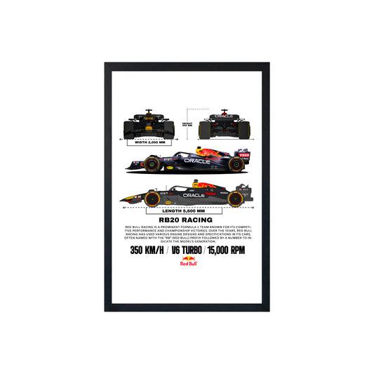 Wall Art Framed Image White Poster - Formula 1 - Rb20 Racing