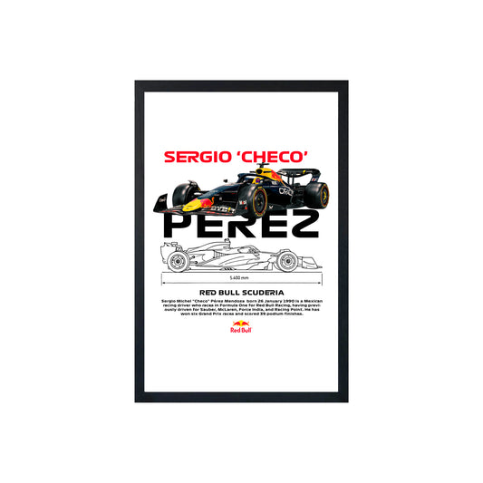 Wall Art Framed Image White Poster - Formula 1 - Sergio Perez F1