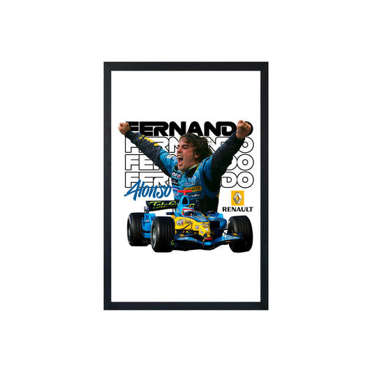 Wall Art Framed Image White Poster - Formula 1 - Alonso Renault