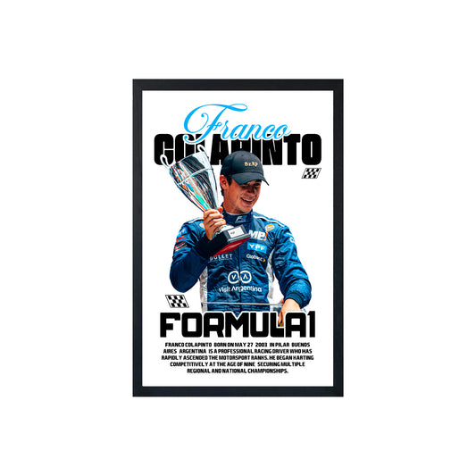 Wall Art Framed Image White Poster - Formula 1 - Colapinto2