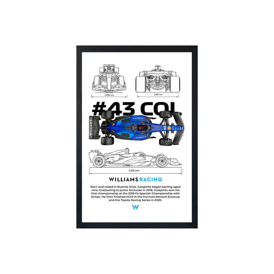 Wall Art Framed Image White Poster - Formula 1 - Franco Colapinto F1 V2