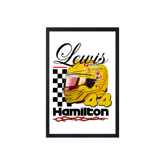 Wall Art Framed Image White Poster - Formula 1 - Ham 44