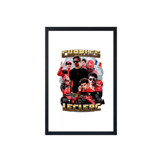 Wall Art Framed Image White Poster - Formula 1 - Leclerc