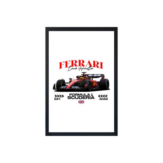 Wall Art Framed Image White Poster - Formula 1 - Lewis Ferrari F1