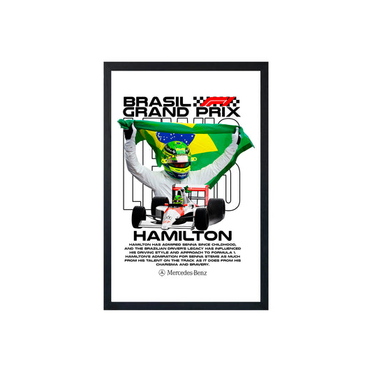 Wall Art Framed Image White Poster - Formula 1 - Lewis V1