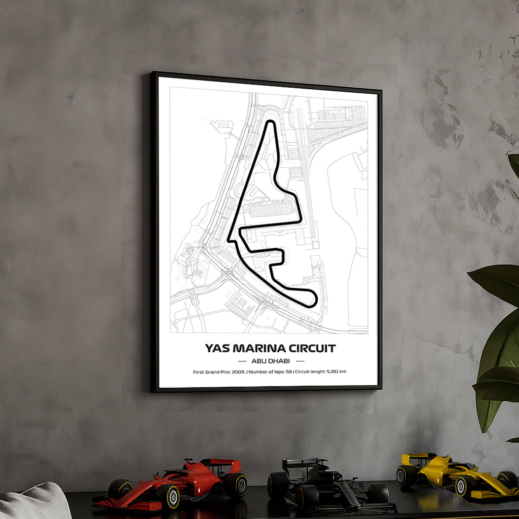 framed-formula-1-track-poster-2025-f1-grand-prix-circuit-map-yas-marina-minimal-line-art-physical-motorsport-print-50x70cm