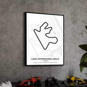 framed-formula-1-track-poster-2025-f1-grand-prix-circuit-map-lusail-minimal-line-art-physical-motorsport-print-50x70cm