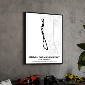 framed-formula-1-track-poster-2025-f1-grand-prix-circuit-map-jeddah-minimal-line-art-physical-motorsport-print-50x70cm
