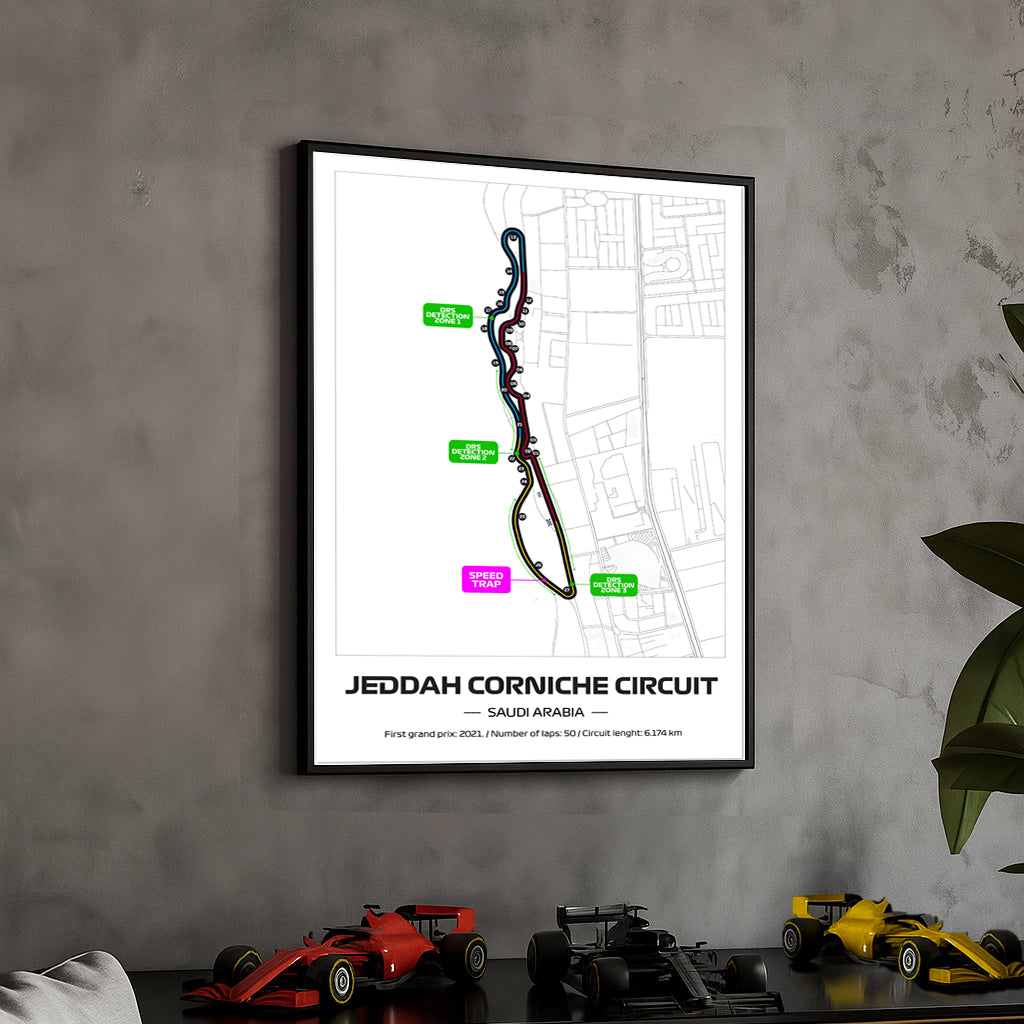 framed-formula-1-track-poster-2025-f1-grand-prix-circuit-map-jeddah-full-color-layout-physical-motorsport-print-50x70cm