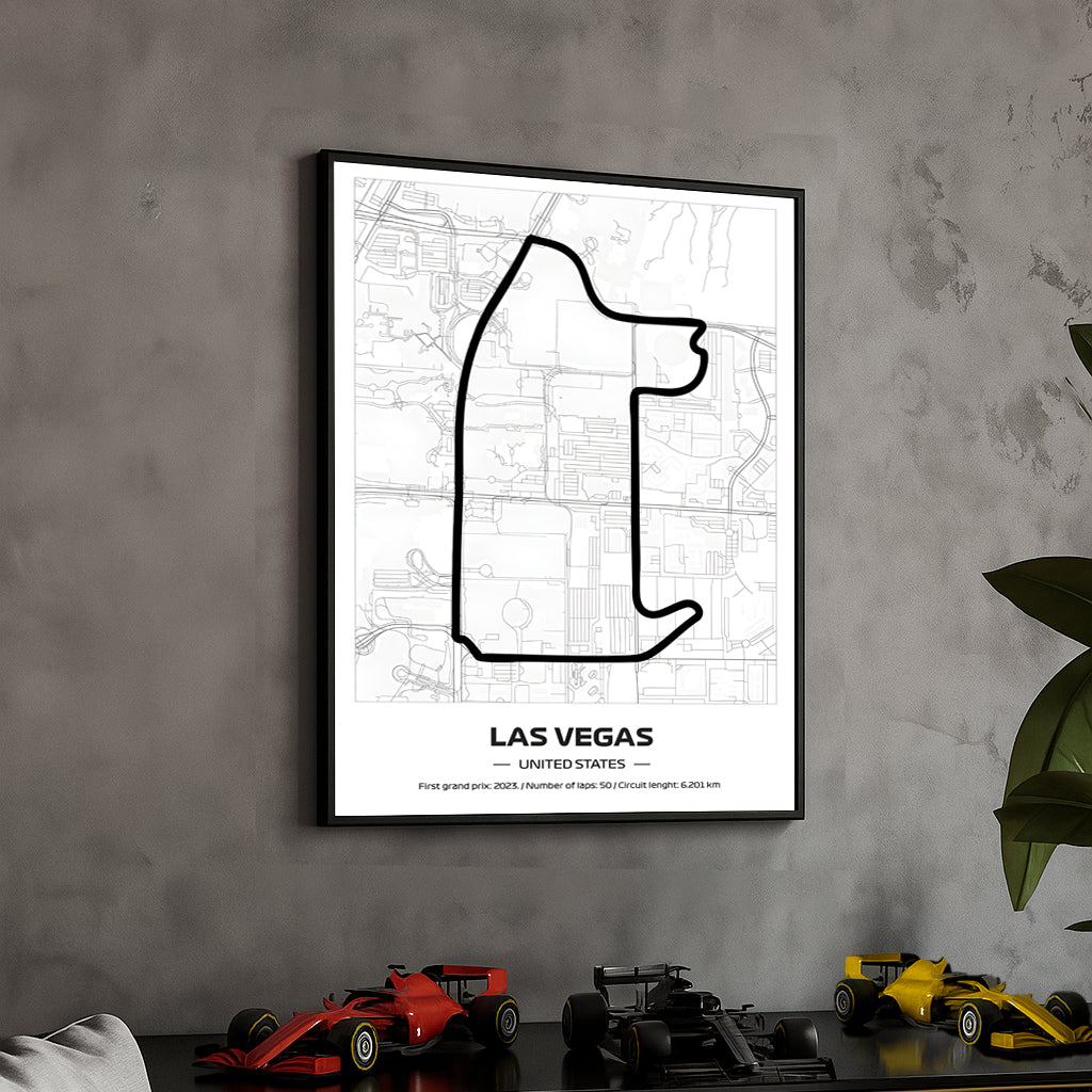 framed-formula-1-track-poster-2025-f1-grand-prix-circuit-map-las-vegas-minimal-line-art-physical-motorsport-print-50x70cm